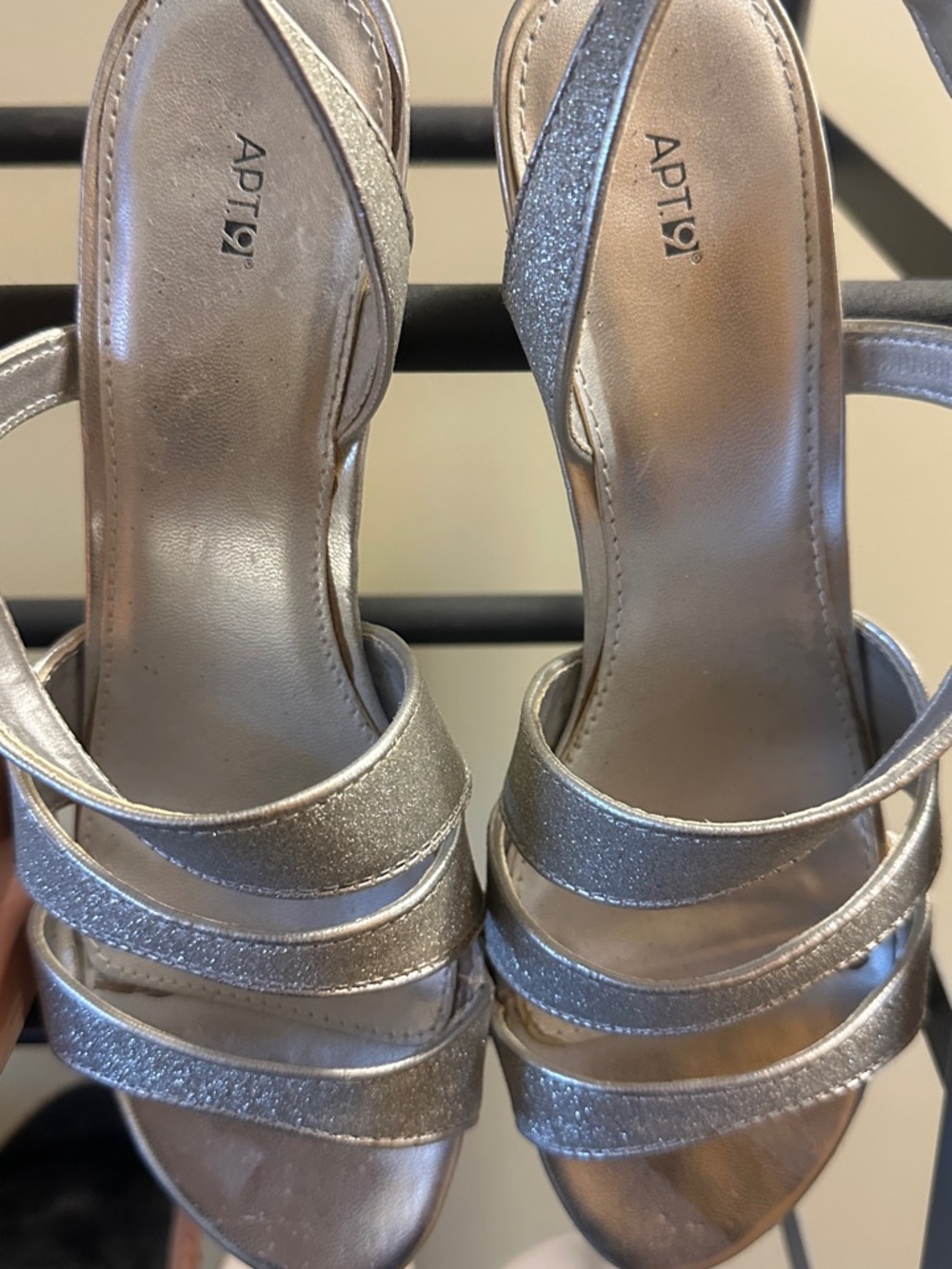 Apt. 9 Silver Glitter Strappy Heels